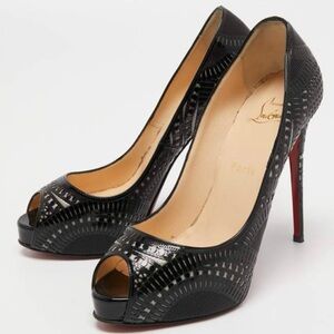 Christian Louboutin Black Patent Leather
Suellena 120 Peep Toe Pumps